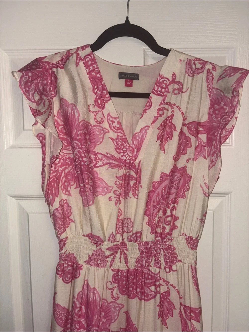 Vince Camuto Cream Maxi Dress with Pink Floral Print - Picture 2 of 6